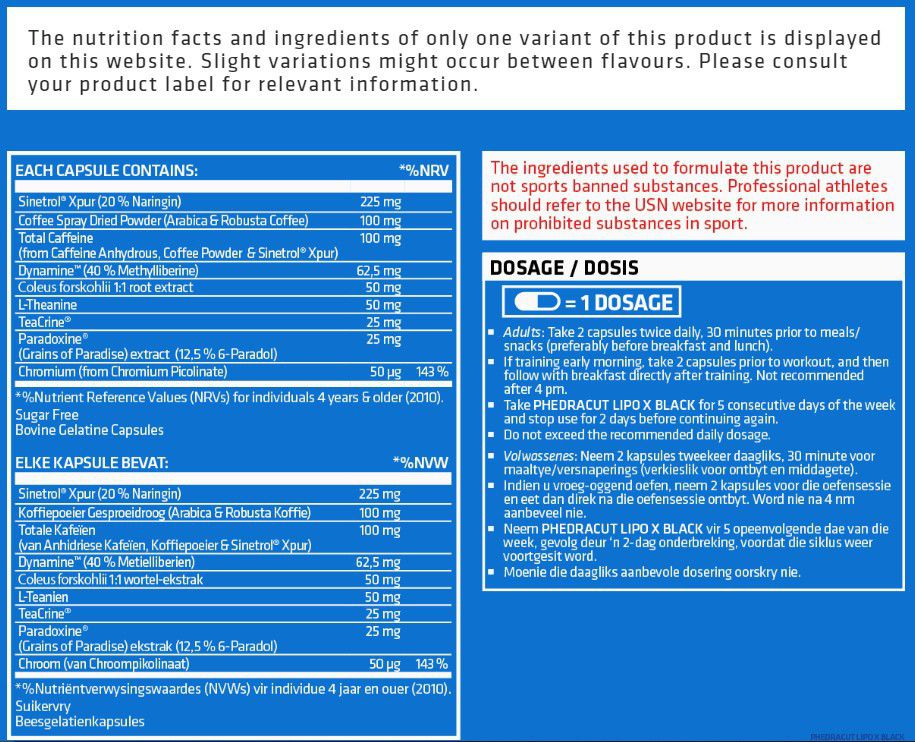 USN Phedra Cut Lipo X 80S Black