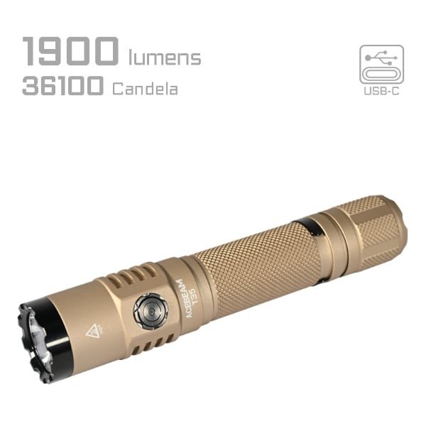 Acebeam T35 Compact Tactical Flashlight 1900 Lumens Coyote