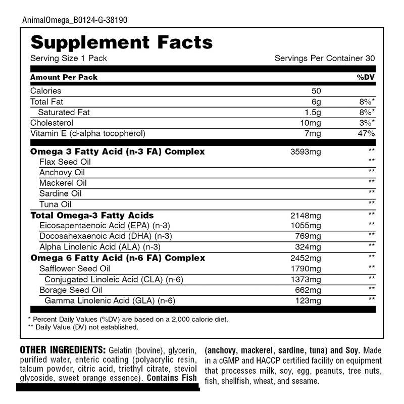 Animal Advanced Omega 3 Pill Packs - 30 Packs Best Price in UAE