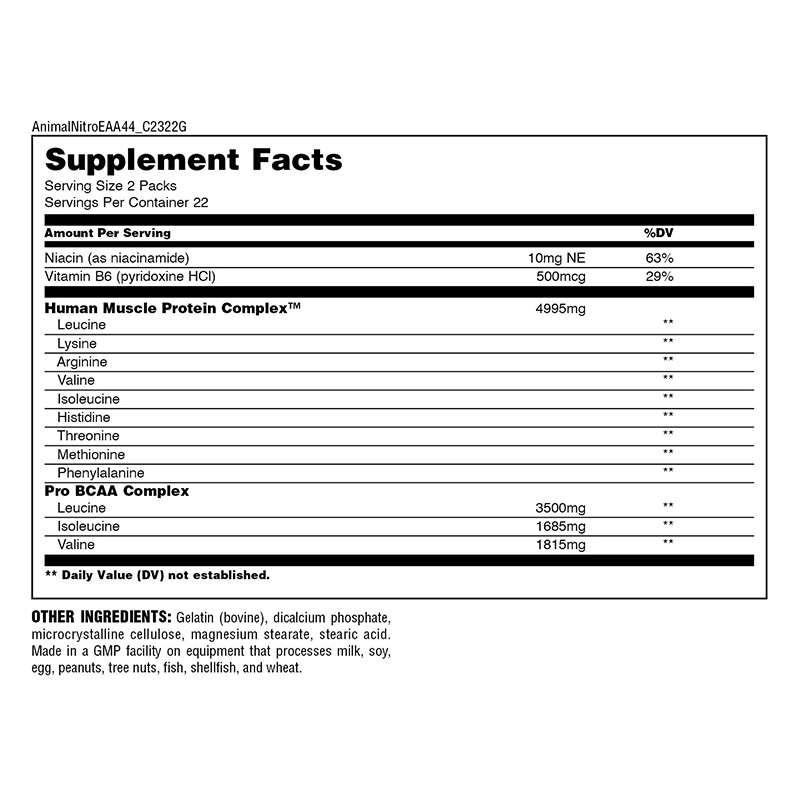 Animal Nitro EAA Pill Packs - 44 Packs Best Price in UAE