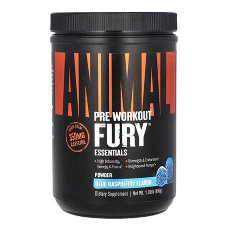 Animal Pre Workout Fury Essentials Powder 495 G - Blue Raspberry
