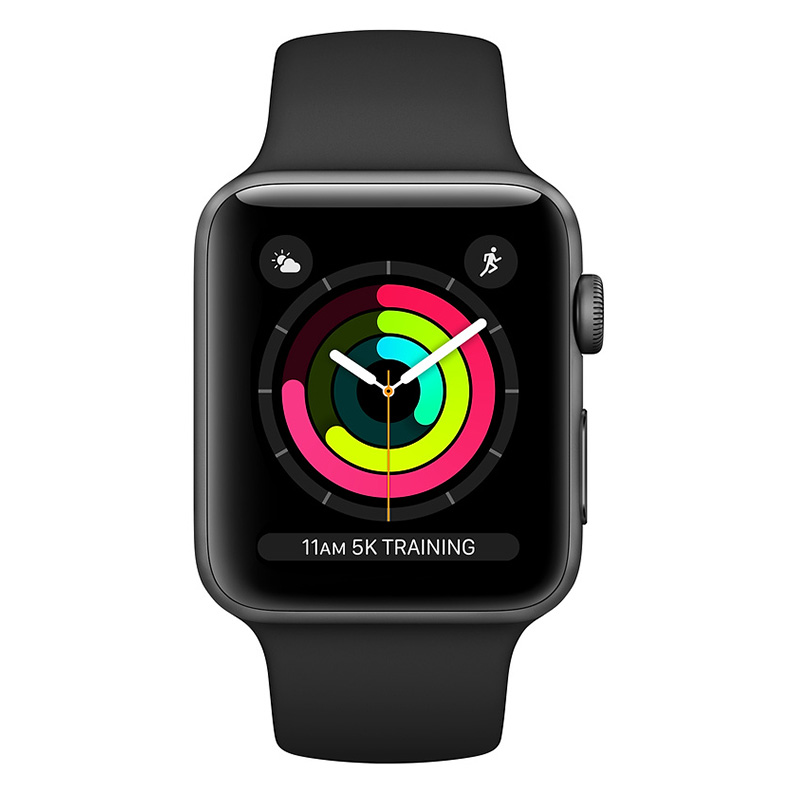 Apple Watch Series 3 (GPS) - 42mm Space Gray Aluminum Case with Black Sport Band Best Price in UAE