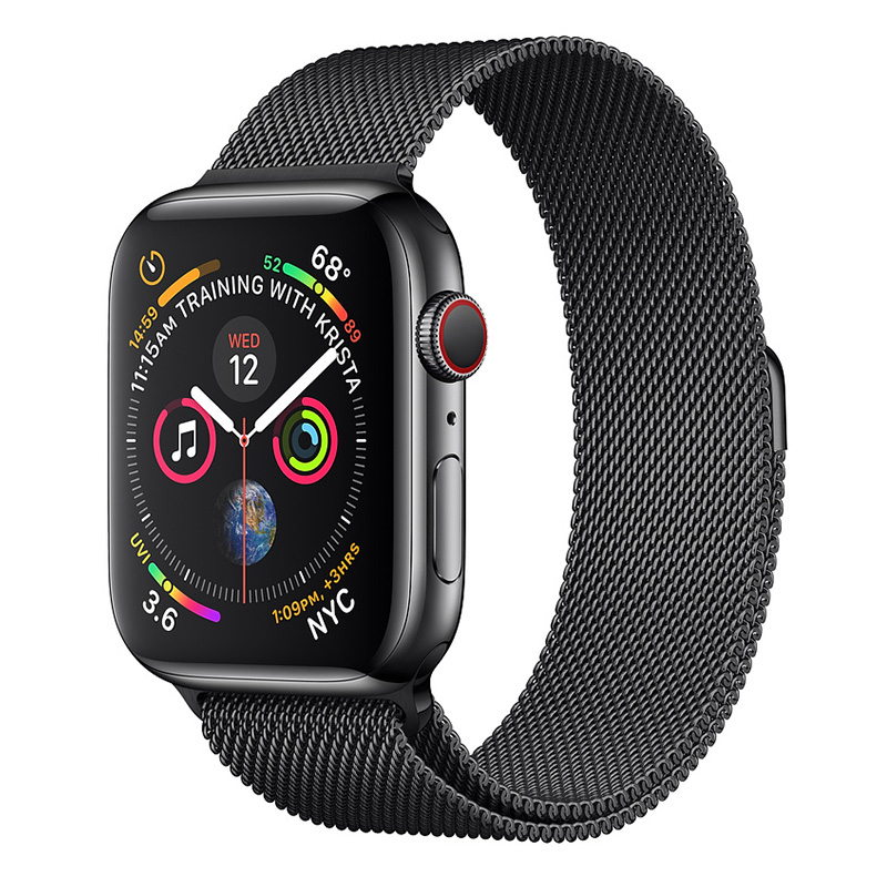 Apple Watch Series 4 GPS + Cellular 40mm Stainless Steel Case With Black Milanese Loop Best Price in UAE