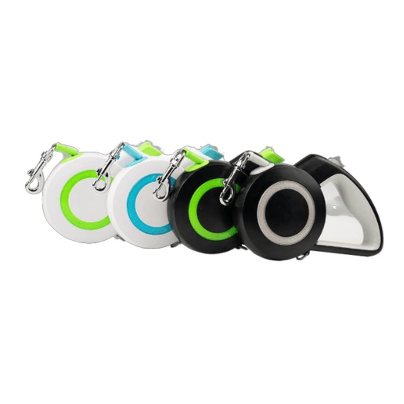 Automatic Durable Retractable Dog Leash M - Black White