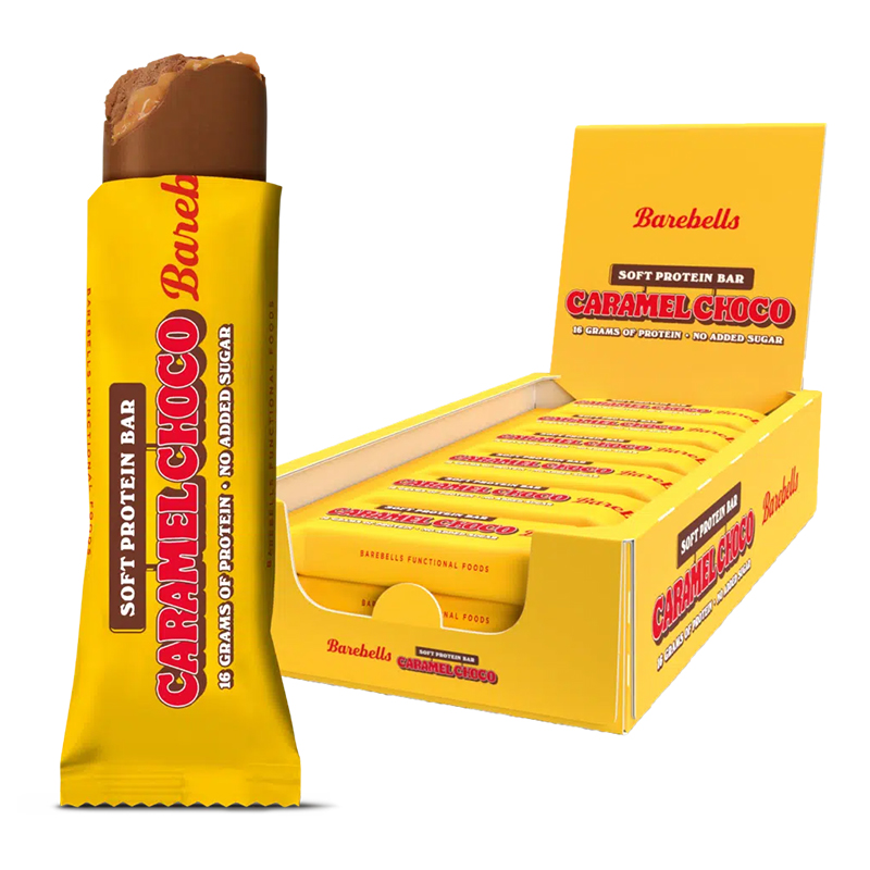 BareBells Protein Bar Soft Caramel Choco-55g x 12 Bars