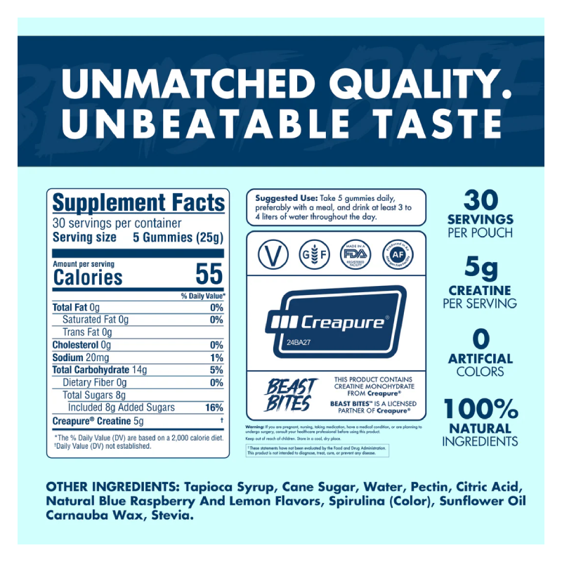Beast Bites Creatine Infused 150 Gummies - Hawaiian Fruit Punch Best Price in Dubai