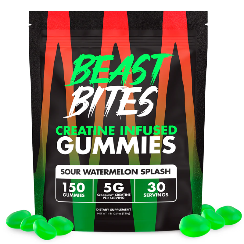 Beast Bites Creatine Infused 150 Gummies - Sour Watermelon Splash