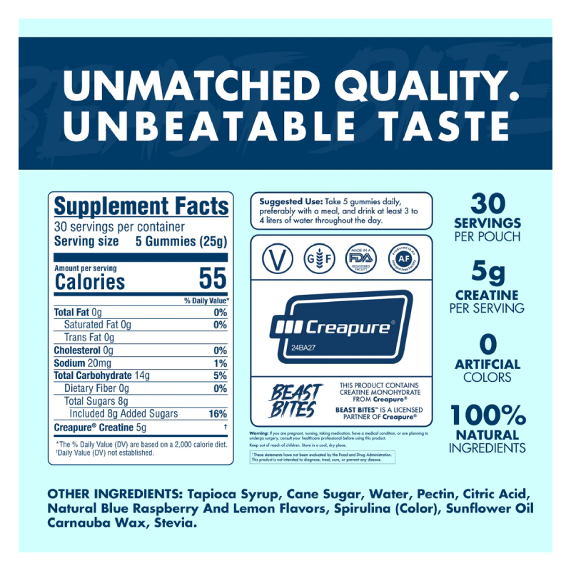 Beast Bites Creatine Infused 150 Gummies - Sour Watermelon Splash Best Price in Dubai