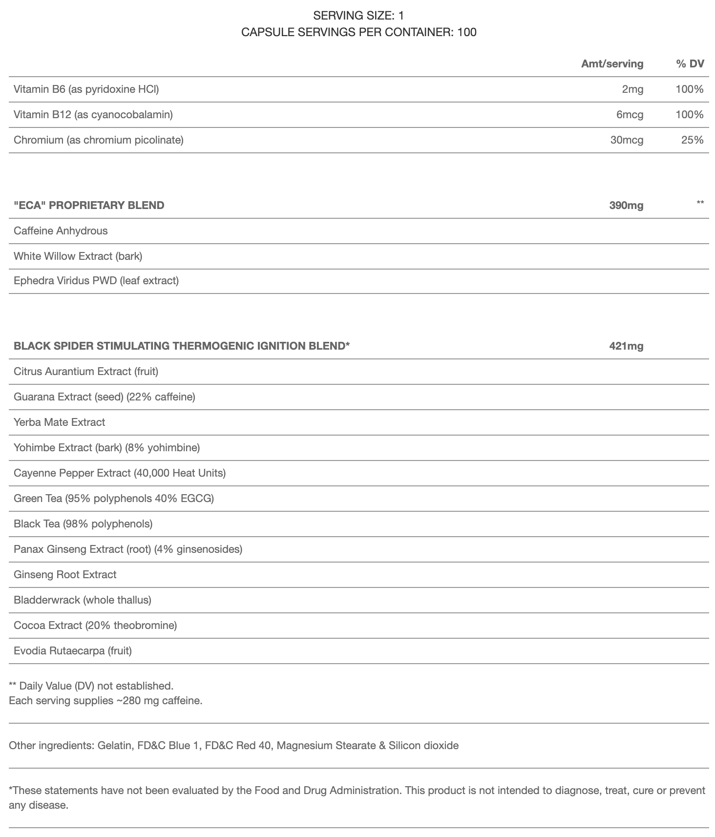Cloma Pharma Black Spider Fat Burner Ephedra 100 Caps