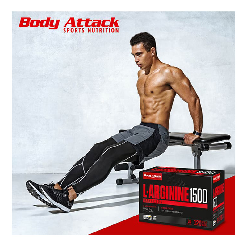 Body Attack L-Arginine 1500 120 Maxi Caps Best Price in Dubai