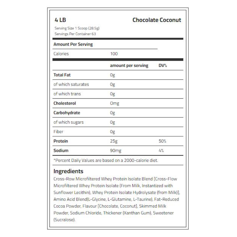 Body Builder ISO 25000 Whey Protein 4 lb - Chocolate Coconut Best Price in Dubai