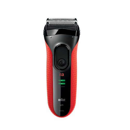 Braun Series 3 Cordless Shaver with Long Hair Trimmer Red and Black for Men