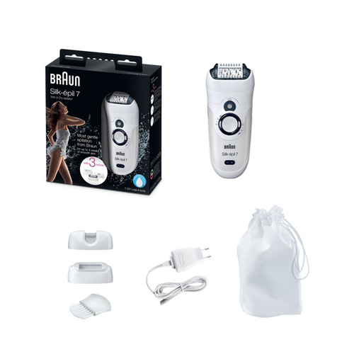 Braun Silk Epil Series 7 Wet and Dry Epilator with 3 Extras