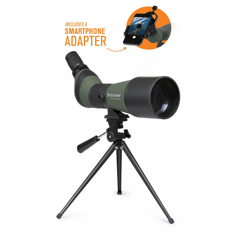 Celestron Land Scout 20-60x80mm Angled Zoom Spotting Scope with Table-top Tripod and Smartphone Adapter