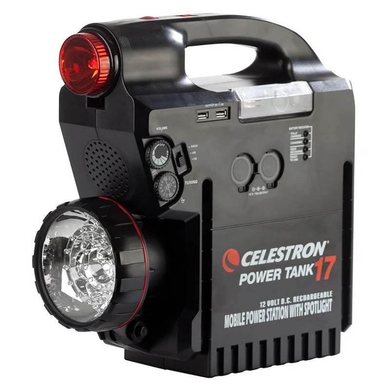 Omegon Power Tank 7 Ah (84Wh) – Alimentatore Portatile Per Telescopi Con 2 Uscite 12V, USB E Luci LED