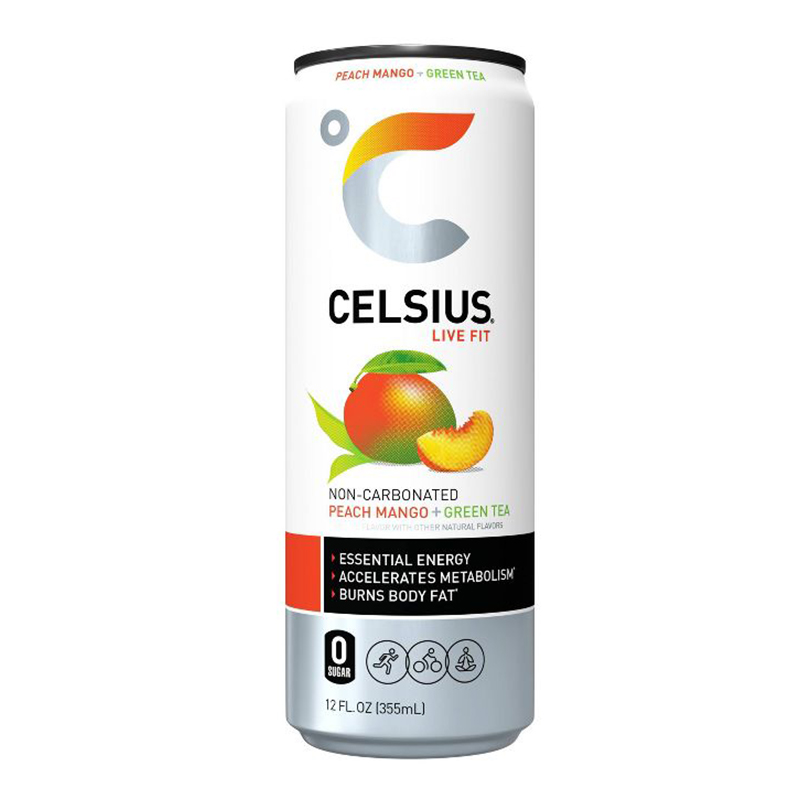 Celsius Live Fit Sparkling Drink 355ml Pack of 12 - Peach Mango Green Tea Best Price in Abu Dhabi