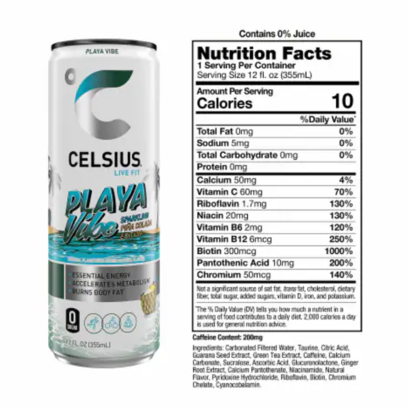 Celsius Live Fit Sparkling Water 355ml 12 Pcs in Box - Playa Vibe Best Price in Abu Dhabi