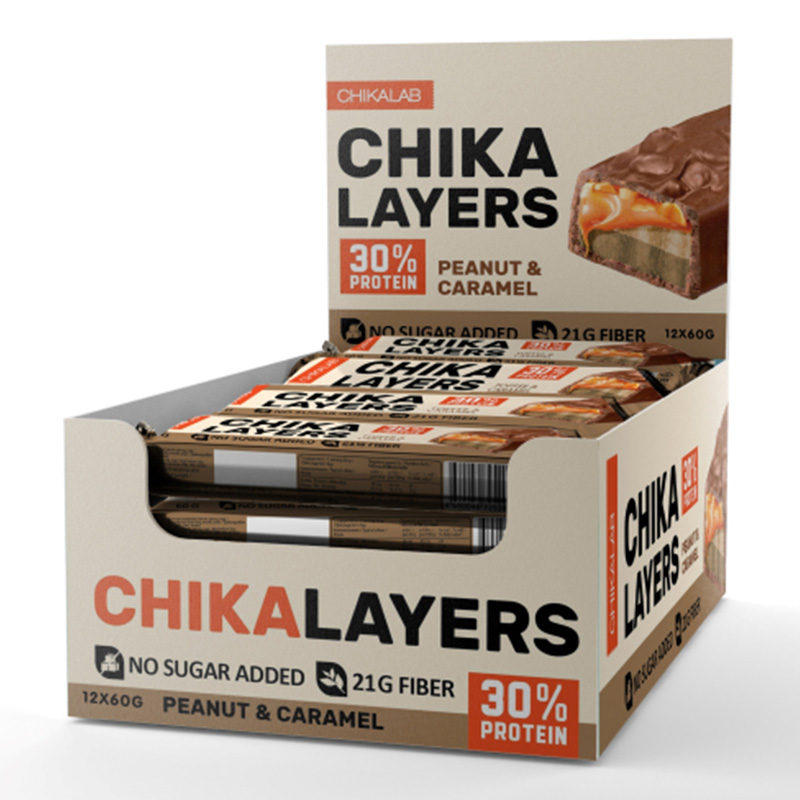 Chika Layers Protein Bar 60 G 12 Pcs in Box - Toffee & Caramel