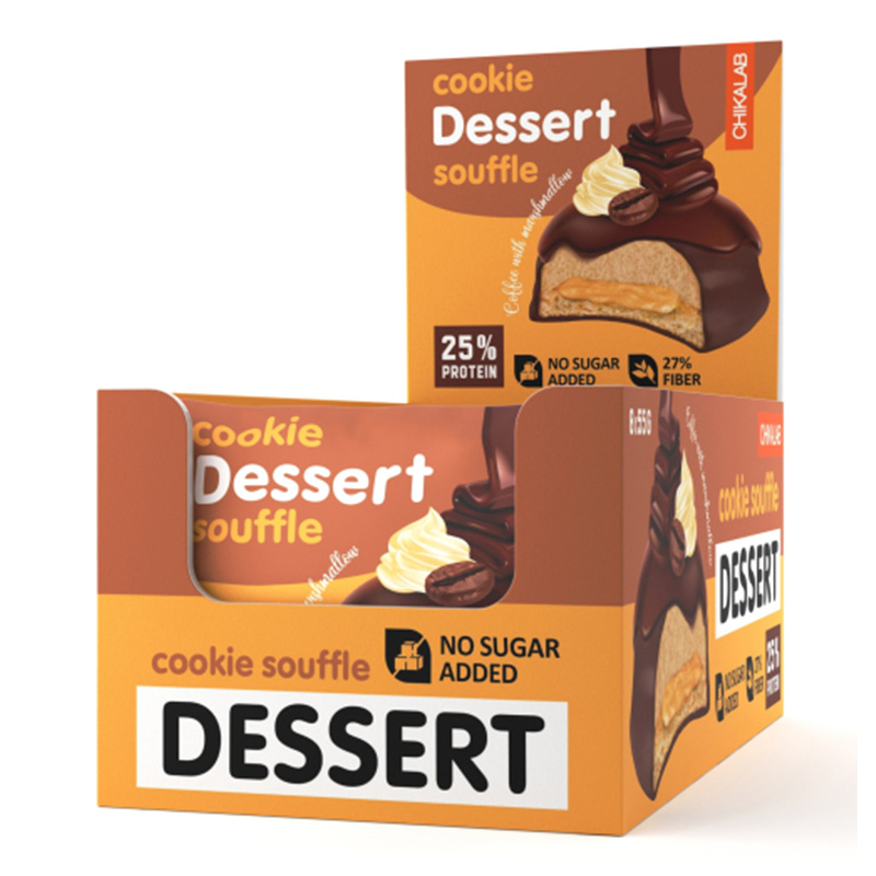 ChikaLab Souffle Protein Cookies 55 G 8 Pcs in Box - Coffee With Marshmallow