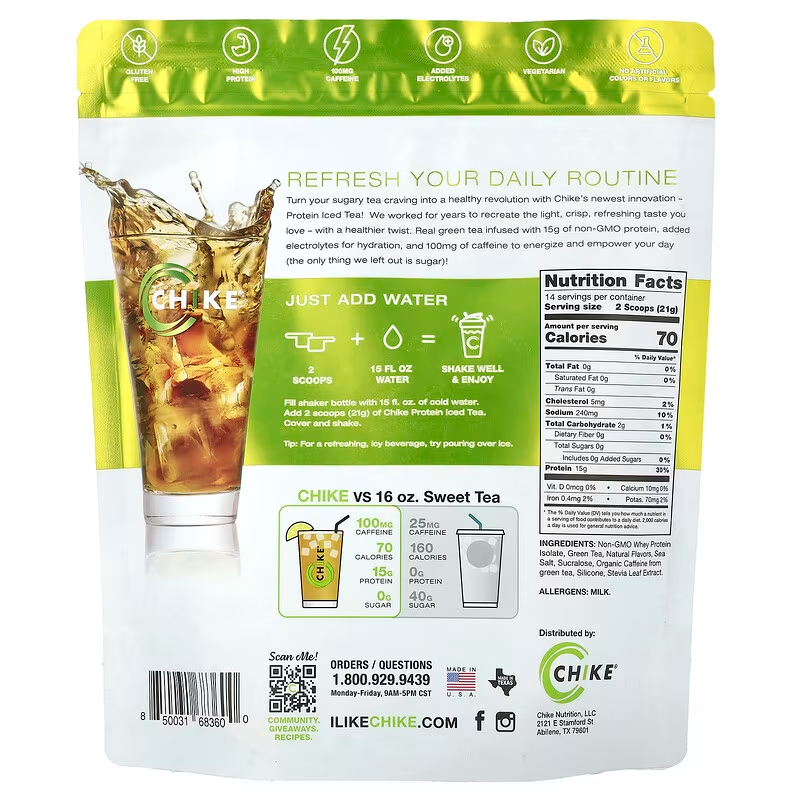  Chike Protein Iced Tea 14 Bags - Green Tea N Lemonade Best Price in Dubai