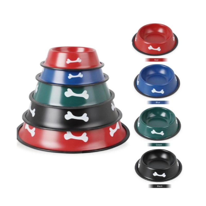 Coated Stainless Steel - Bone Print Bowl with Anti-Skid Base 22 CM - 10001