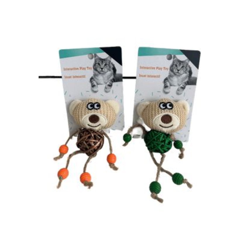 Eco Line Bear Catch & Scratch Cat Toy with Catnip Wood Plush - Green