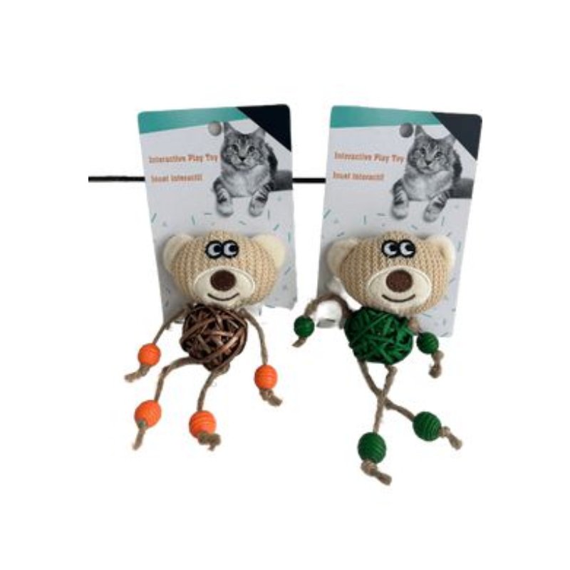 Eco Line Bear Catch & Scratch Cat Toy with Catnip Wood Plush - Orange