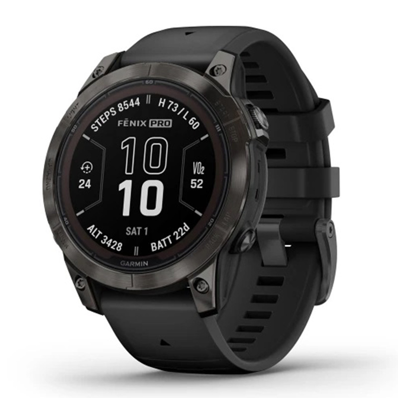 Garmin Fenix 7 Pro Sapphire Solar Edition 47mm Carbon Grey DLC Titanium with Black Band Watch