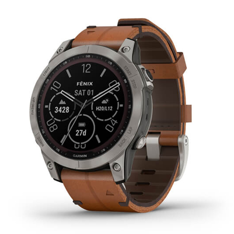 Garmin fÄ“nix 7 Sapphire Solar Titanium with Chestnut Leather Band 47 MM Watch Best Price in Dubai