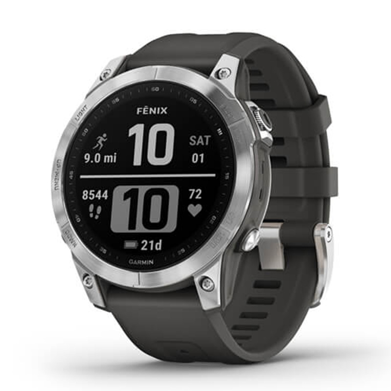 Garmin Fenix 7 Standard Edition Silver with Graphite Band 47 MM Watch