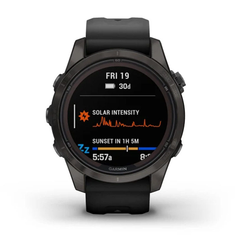 Garmin Fenix 7S Pro Sapphire Solar Edition 42mm Carbon Grey DLC Titanium with Black Band Watch Best Price in Dubai