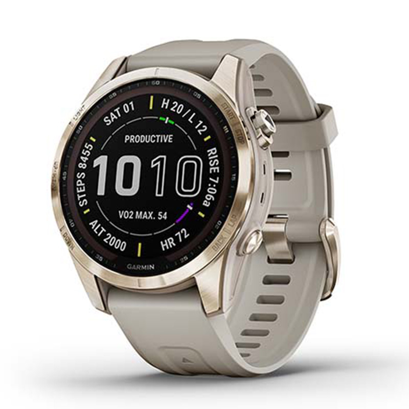 Garmin Fenix 7S Sapphire Solar Cream Gold Titanium with Light Sand Band 42 MM Watch