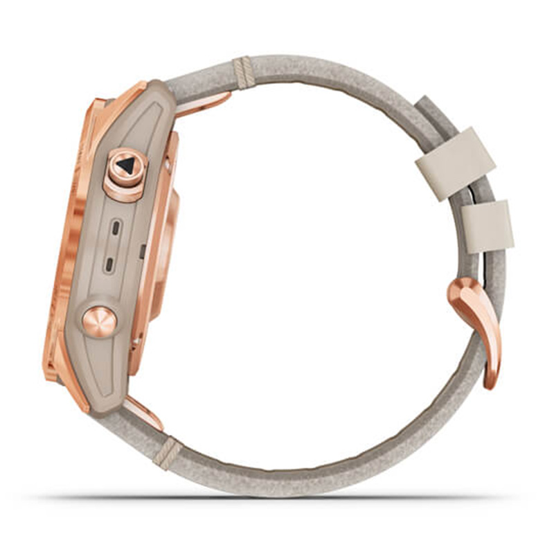 Garmin fenix 7S Sapphire Solar Rose Gold Titanium with Limestone Leather Band 42 MM Watch Best Price in Ajman