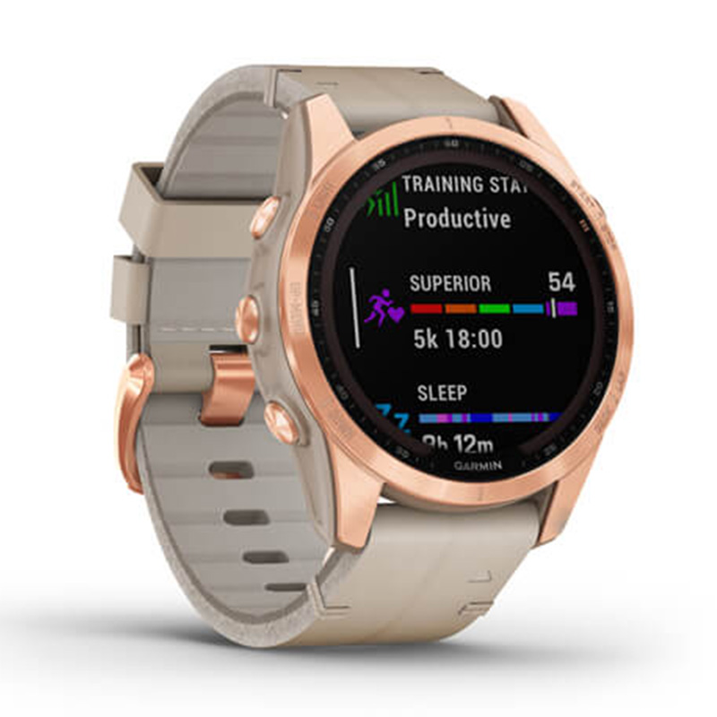 Garmin fenix 7S Sapphire Solar Rose Gold Titanium with Limestone Leather Band 42 MM Watch Best Price in Al Ain