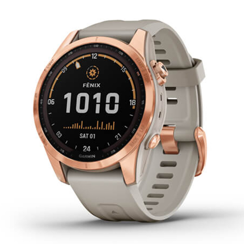 Garmin Fenix 7S Solar Rose Gold with Light Sand Band 42 MM Watch