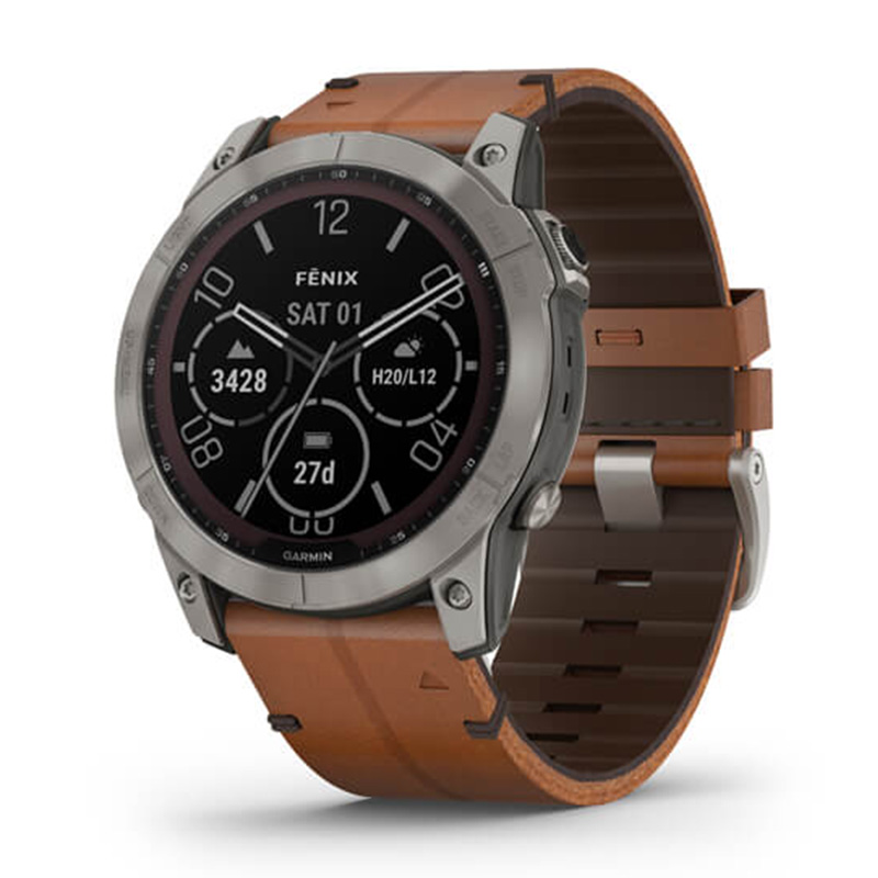 Garmin fenix 7X Sapphire Solar Titanium with Chestnut Leather Band 51 MM Watch Best Price in Dubai