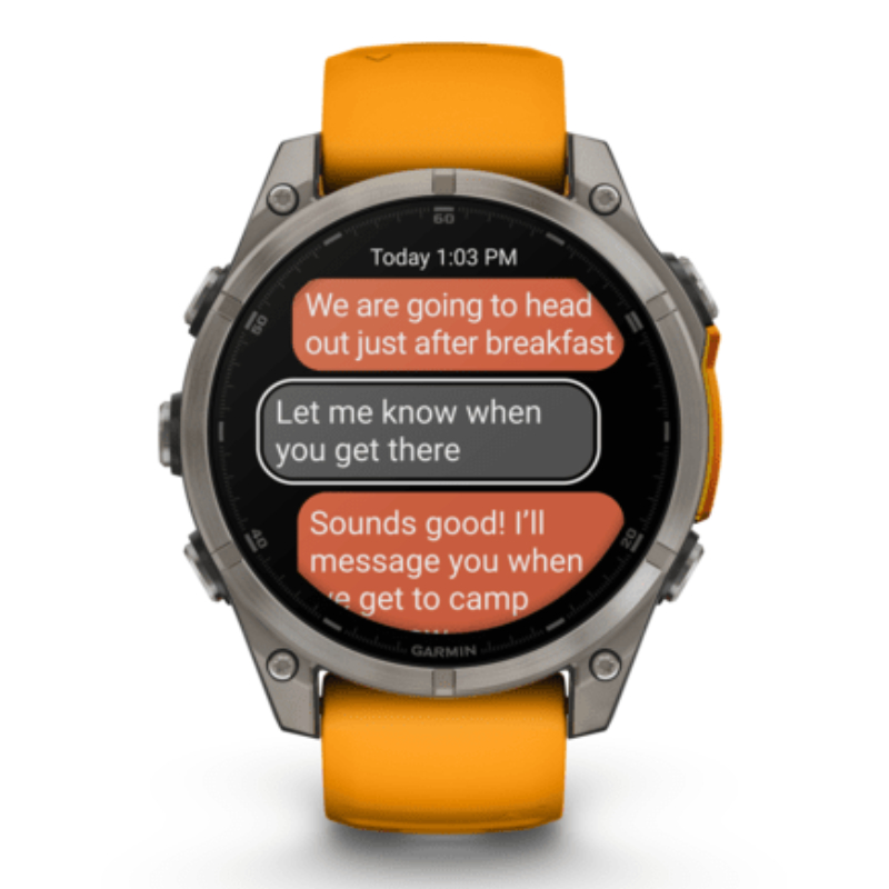 Garmin Fenix 8 – 47 mm Amoled Sapphire Titanium With A Spark Orange/Graphite Silicone Band Watch Best Price in Abu Dhabi
