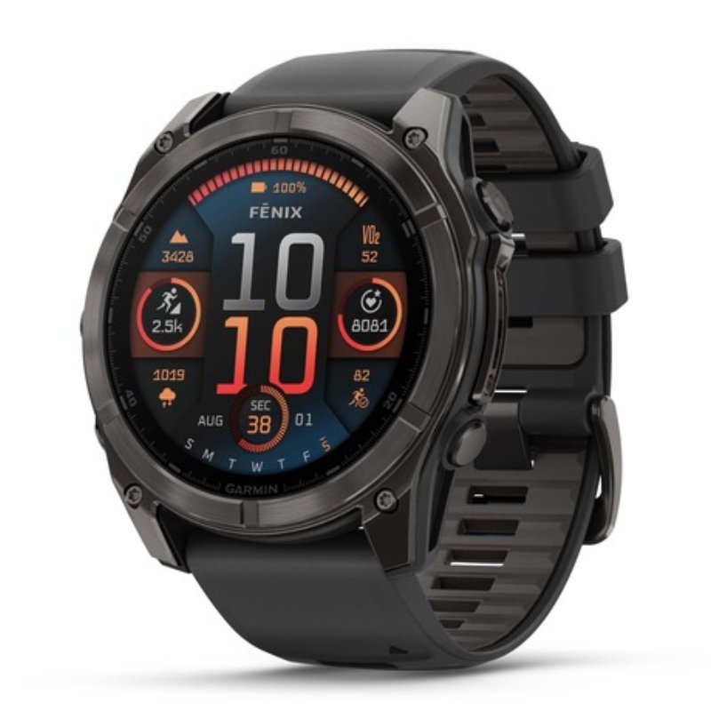 Garmin Fenix 8 – 51 mm Amoled Sapphire Carbon Gray Dlc Titanium With Black/Pebble Gray Silicone