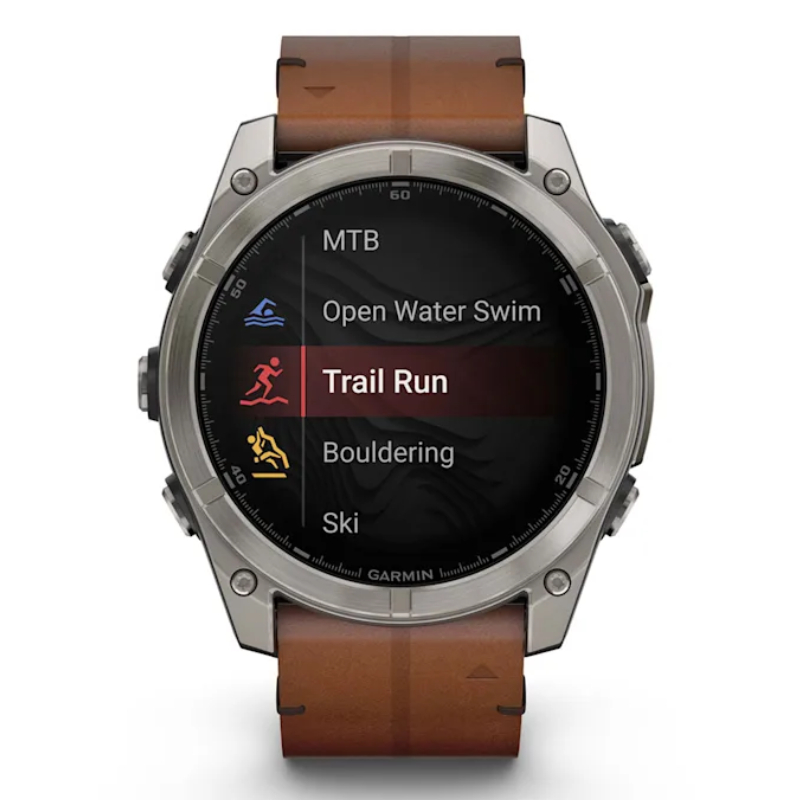 Garmin Fenix 8 Amoled – 51 mm Sapphire Bare Titanium, Black With A Chestnut Leather Band, Plus A Graphite Silicone Band Best Price in Dubai