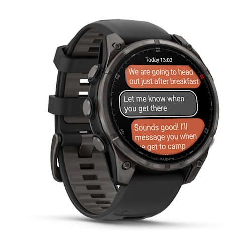 Garmin Fenix 8 Pro - 51 mm Amoled Sapphire Carbon Grey DLC Titanium with Black/Pebble Grey Silicone Band Best Price in Abu Dhabi