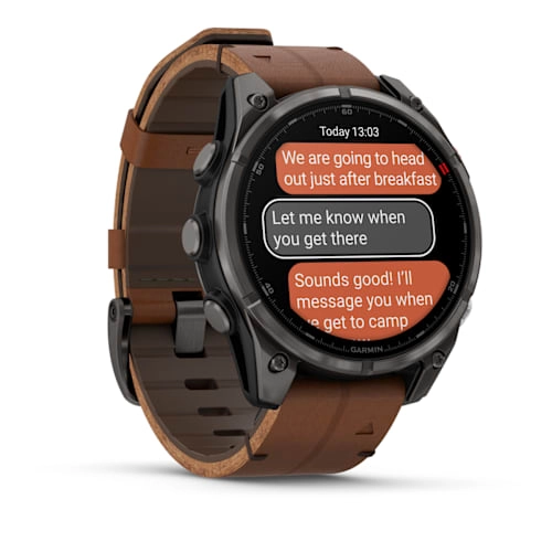 Garmin Fenix 8 Pro - 51 mm Micro LED Sapphire Carbon Grey DLC Titanium with Chestnut leather band Watch Best Price in Abu Dhabi