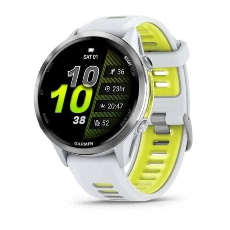 Garmin Forerunner 970 Titanium with Whitestone Case and Whitestone/Translucent Amp Yellow Band