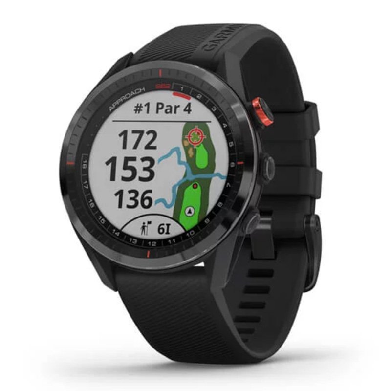 Garmin Golf Watch Approach S62 Black Ceramic Bezel with Black Silicone Band