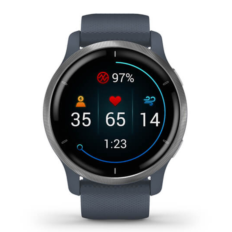 Garmin Venu 2 Silver Bezel with Granite Blue Silicone Band 45 MM Best Price in Abudhabi