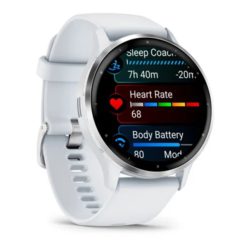 Garmin Venu 3 Silver Stainless Steel Bezel 45 MM With Whitestone Case And Silicone Band Watch