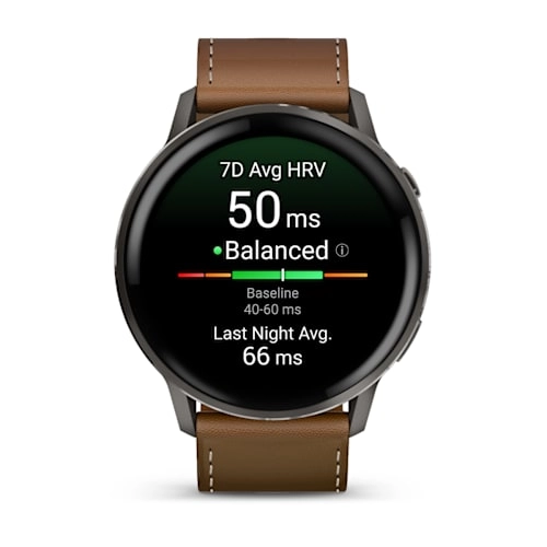 Garmin Venu 4 - 45 mm Slate with Black Silicone Band and Brown Leather Band Watch Best Price in Dubai