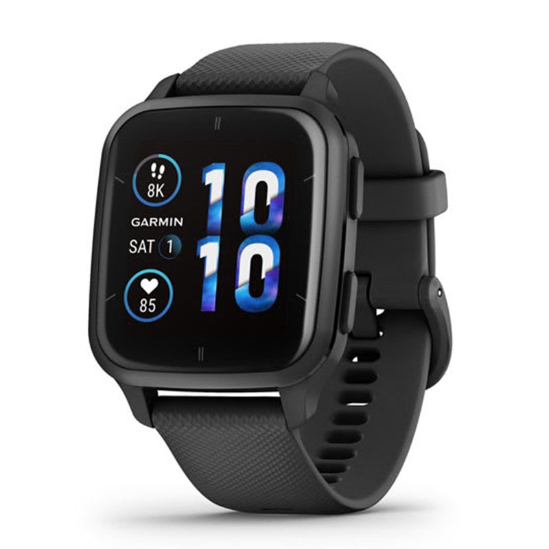 Garmin Venu Sq 2 - Music Edition Slate Aluminium Bezel with Black Case and Silicone Band 40mm