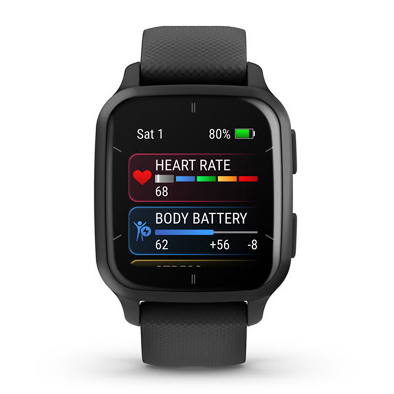 Garmin Venu Sq 2 - Music Edition Slate Aluminium Bezel with Black Case and Silicone Band 40mm Best Price in Dubai