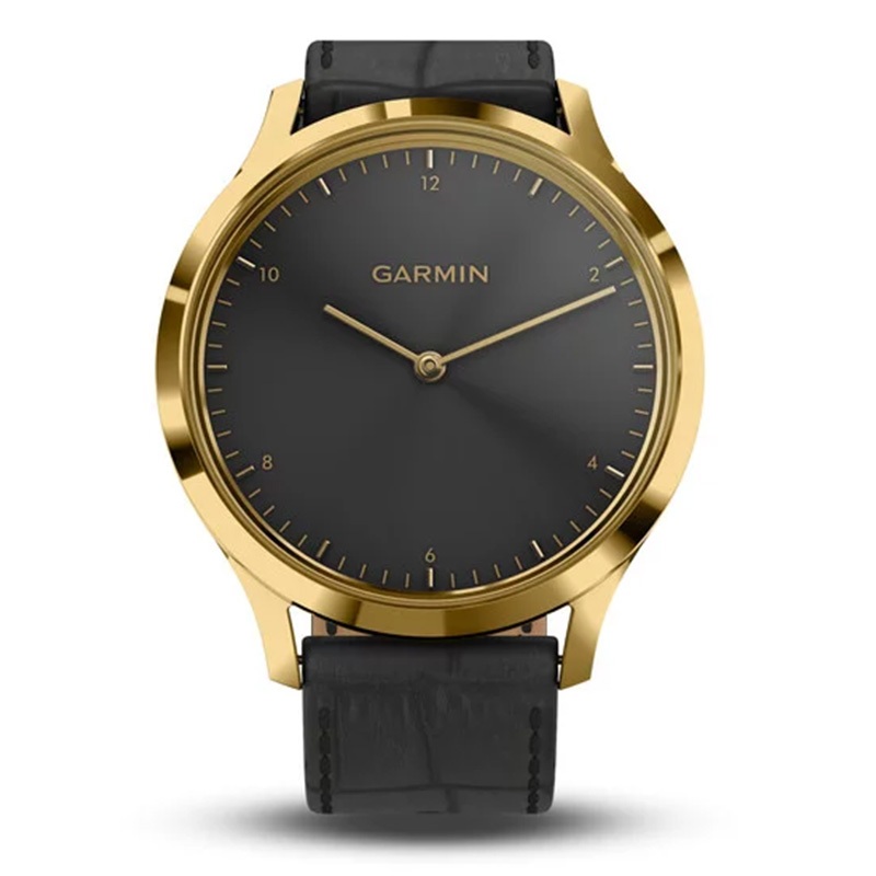 Garmin Vivomove HR Sport Gold Stainless Steel with Black Embossed Italian Leather Band S/M Best Price in UAE