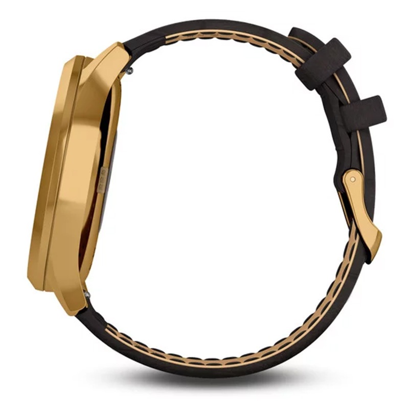 Garmin Vivomove HR Sport Gold Stainless Steel with Black Embossed Italian Leather Band S/M Best Price in UAE